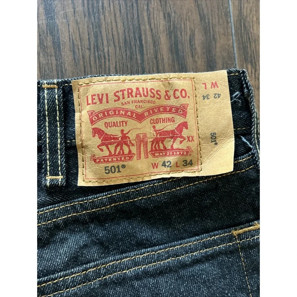 Men's‎ Levi's Jeans 501 Button Fly Straight Leg Waterless Black Wash Sz 42x34